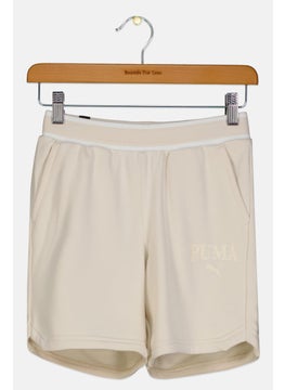 PUMA Kids Girl Sportswear Fit Brand Logo Training Shorts, Beige  - Image 1