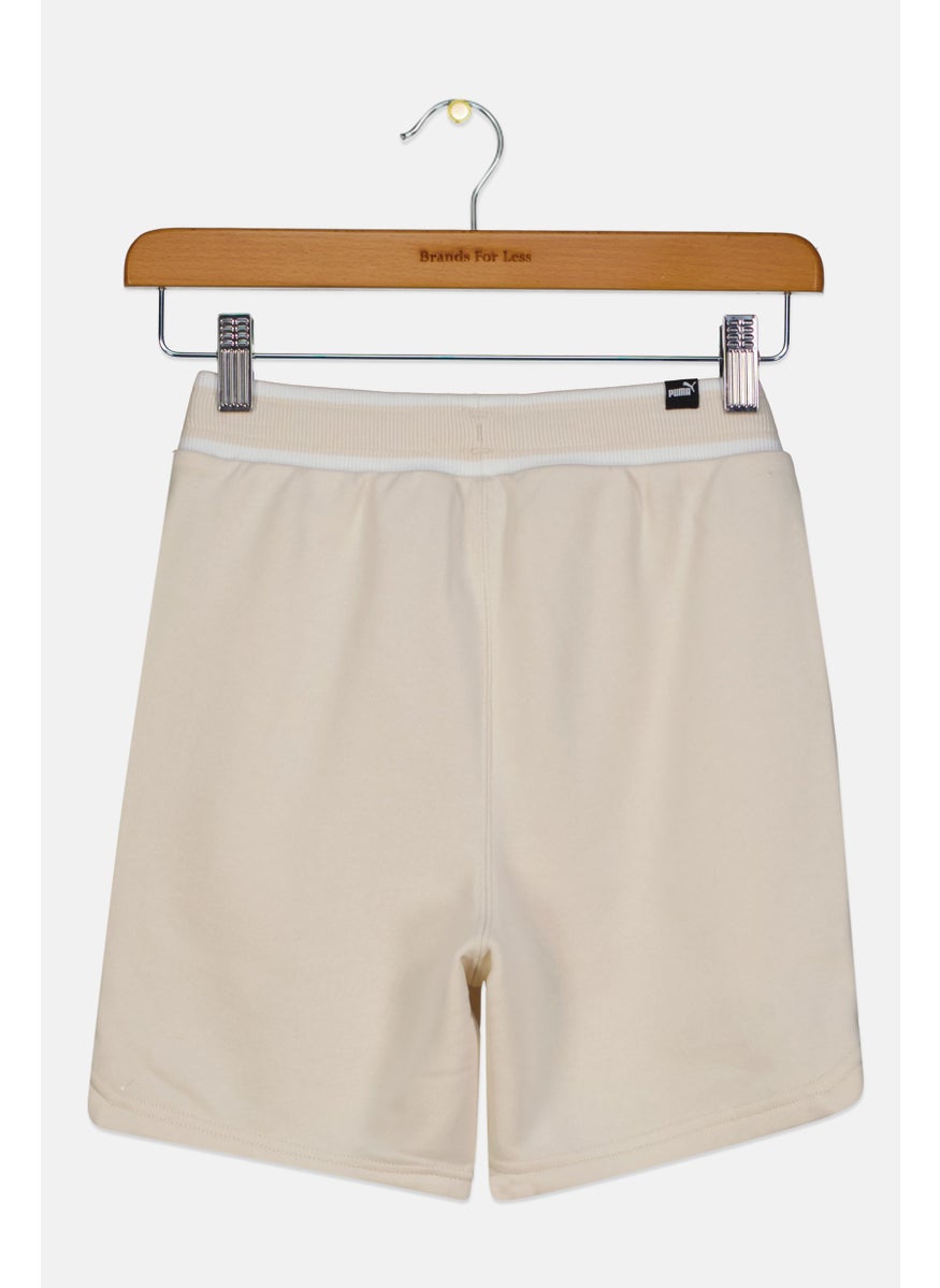 PUMA Kids Girl Sportswear Fit Brand Logo Training Shorts, Beige  - Image 2