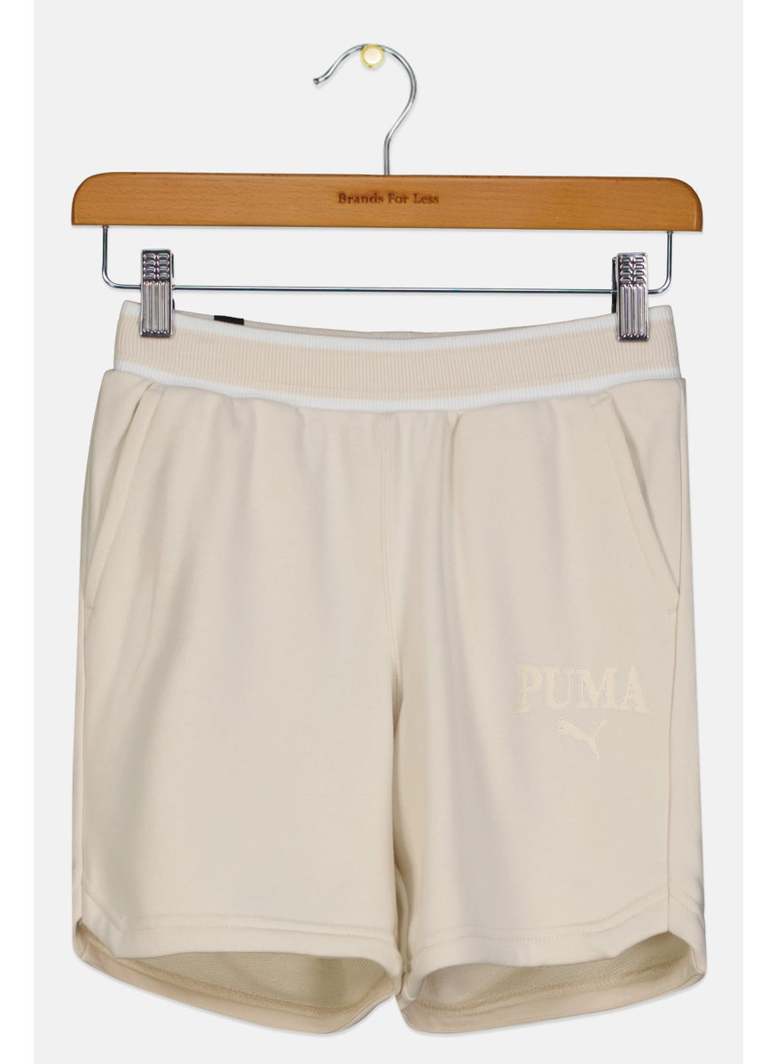 PUMA Kids Girl Sportswear Fit Brand Logo Training Shorts, Beige  - Image 1