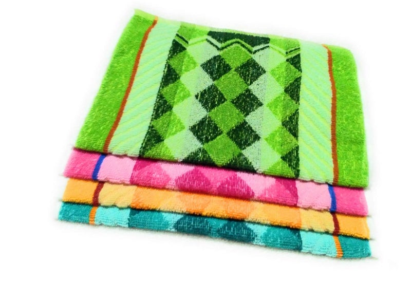 Cotton Colors Cotton Colors Floral Design Hand Towels (Medium, Multicolor, Pack of 4)_D7  - Image 1