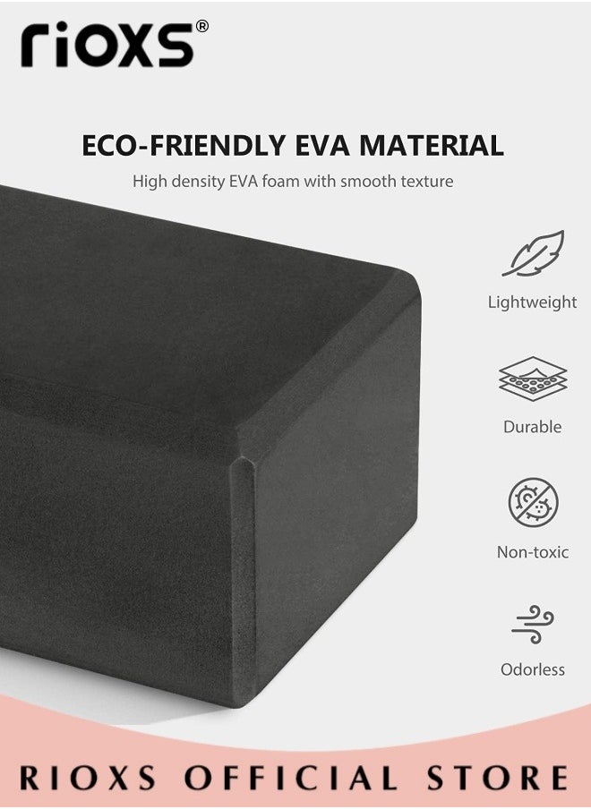 RIOXS 2 Pack Yoga Block Non Slip Yoga Block Brick Foam Home Exercise Fitness Gym High Density EVA Foam Blocks for Improve Stretching Yoga Pilates  - Image 2