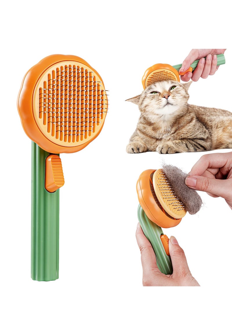 Arabest Pet Grooming Brush, Self-Cleaning Brush for Removes Tangles, and Loose Hair, Pet Brush with Release Button, Shedding Brush for Long and Short Haired Cats (Green) - Image 1