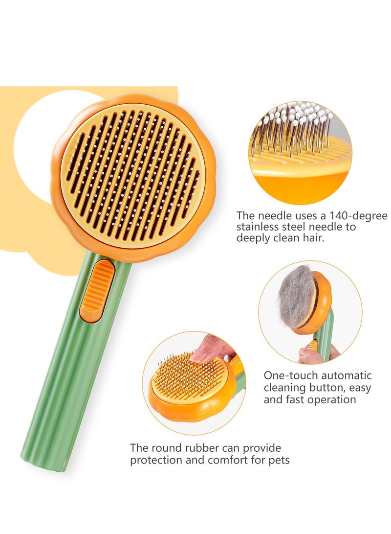 Arabest Pet Grooming Brush, Self-Cleaning Brush for Removes Tangles, and Loose Hair, Pet Brush with Release Button, Shedding Brush for Long and Short Haired Cats (Green) - Image 4