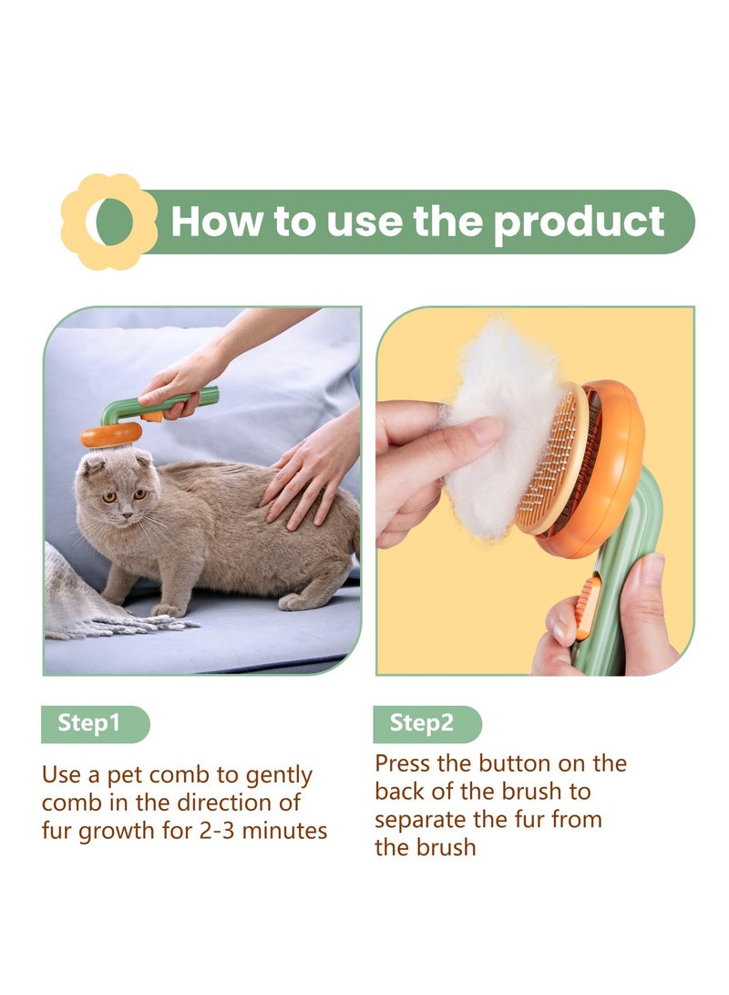 Arabest Pet Grooming Brush, Self-Cleaning Brush for Removes Tangles, and Loose Hair, Pet Brush with Release Button, Shedding Brush for Long and Short Haired Cats (Green) - Image 3