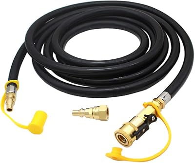 MENSI MENSI 12 Feet 3/8" Female Flare Adapter with 1/4" Quick Disconnect Fitting Propane Extension Hose Connect Outdoor RV  - Image 1
