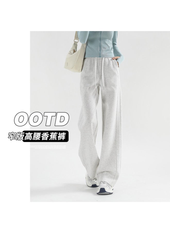 Hstyle Slim Fit Banana Wide Leg Pants Women's 2025 Spring High Waist Versatile Slimming Available In Tall Petite Casual Trousers - Image 2
