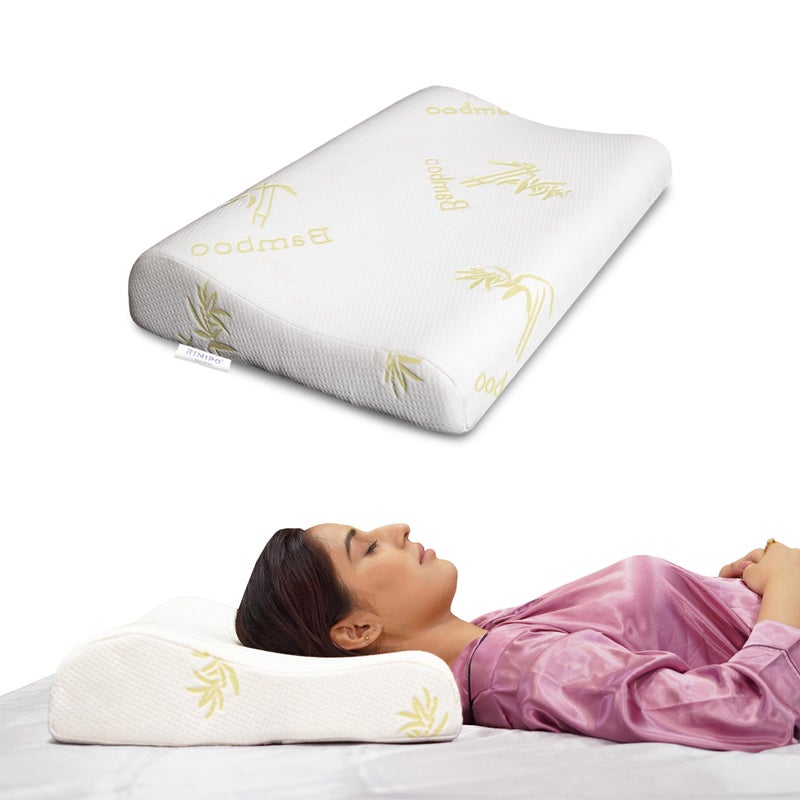 RINIPO RINIPO Premium Contour Cervical Orthopedic Takiya Cushion Pillow for Neck & Shoulder Pain Relief - Ergonomic Memory Foam Sleeping Pillow for Side, Back Sleepers - Posture Spondylitis & Spine Support - Image 1