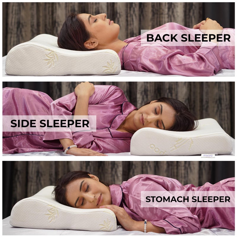 RINIPO RINIPO Premium Contour Cervical Orthopedic Takiya Cushion Pillow for Neck & Shoulder Pain Relief - Ergonomic Memory Foam Sleeping Pillow for Side, Back Sleepers - Posture Spondylitis & Spine Support - Image 2
