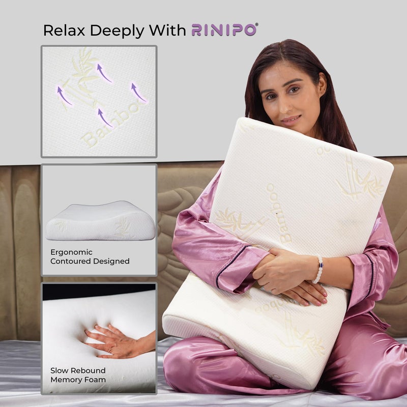 RINIPO RINIPO Premium Contour Cervical Orthopedic Takiya Cushion Pillow for Neck & Shoulder Pain Relief - Ergonomic Memory Foam Sleeping Pillow for Side, Back Sleepers - Posture Spondylitis & Spine Support - Image 5