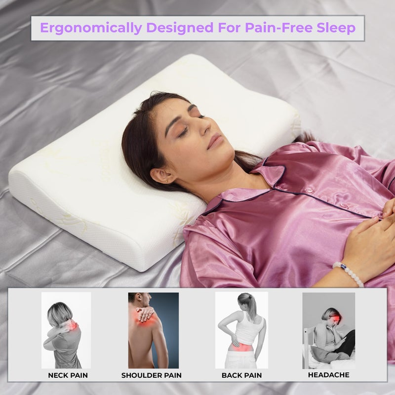 RINIPO RINIPO Premium Contour Cervical Orthopedic Takiya Cushion Pillow for Neck & Shoulder Pain Relief - Ergonomic Memory Foam Sleeping Pillow for Side, Back Sleepers - Posture Spondylitis & Spine Support - Image 3