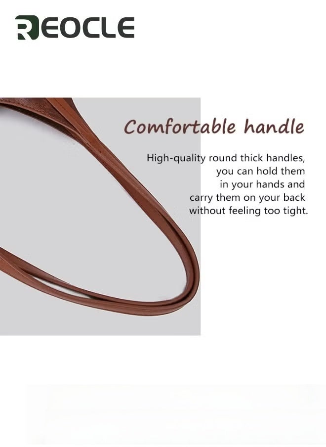 REOCLE Women's Leather Bucket Bag Stylish Lock Design Handbags Daily Casual Soft Shoulder Bags for Women Brown - Image 5