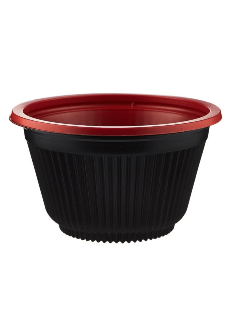 Hotpack Red & Black Base Soup Bowls With Lid 700 Cc 5 Pieces Pack - Image 2