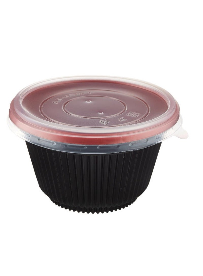 Hotpack Red & Black Base Soup Bowls With Lid 700 Cc 5 Pieces Pack - Image 5