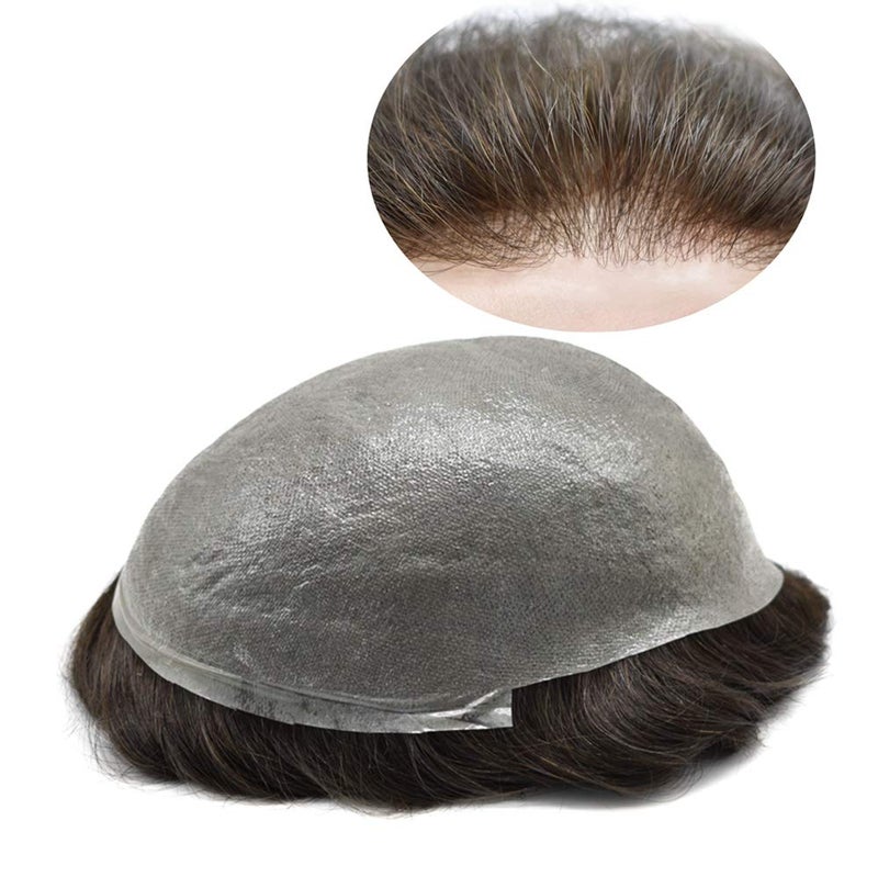 SINGA HAIR Super Thin Skin Mens Toupee 003mm Ultra Thin Skin Hair System For Men Human Hair Black Brown Blonde Gray Vlooped Hairpiece Wig 8x10 100 Light Density 2 Darkest Brown