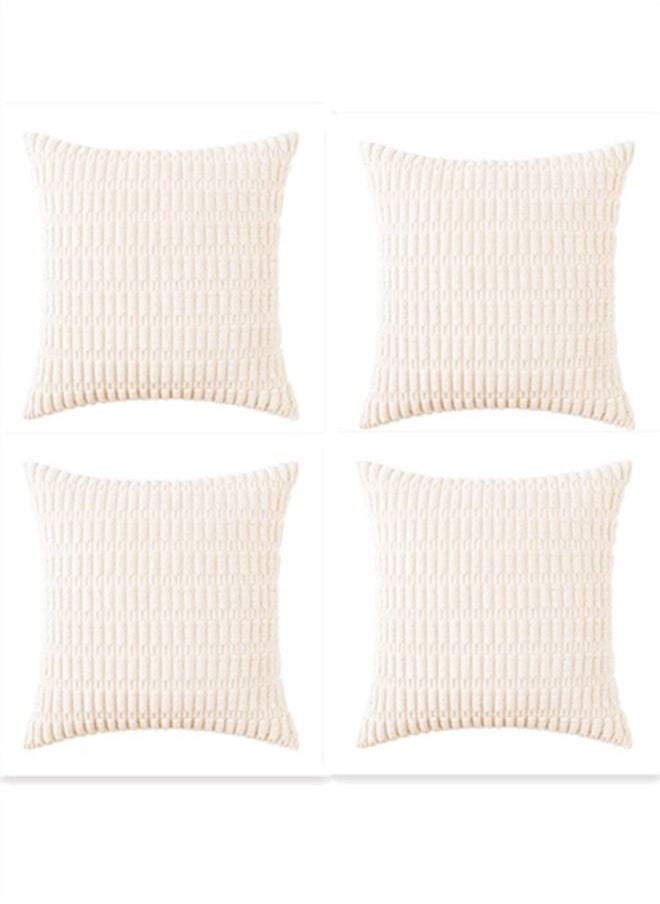 Kutis 4-Piece Decorative Cushion Cover Pillow Cases Corduroy Off-white 45 x 45 Centimeter  - Image 1