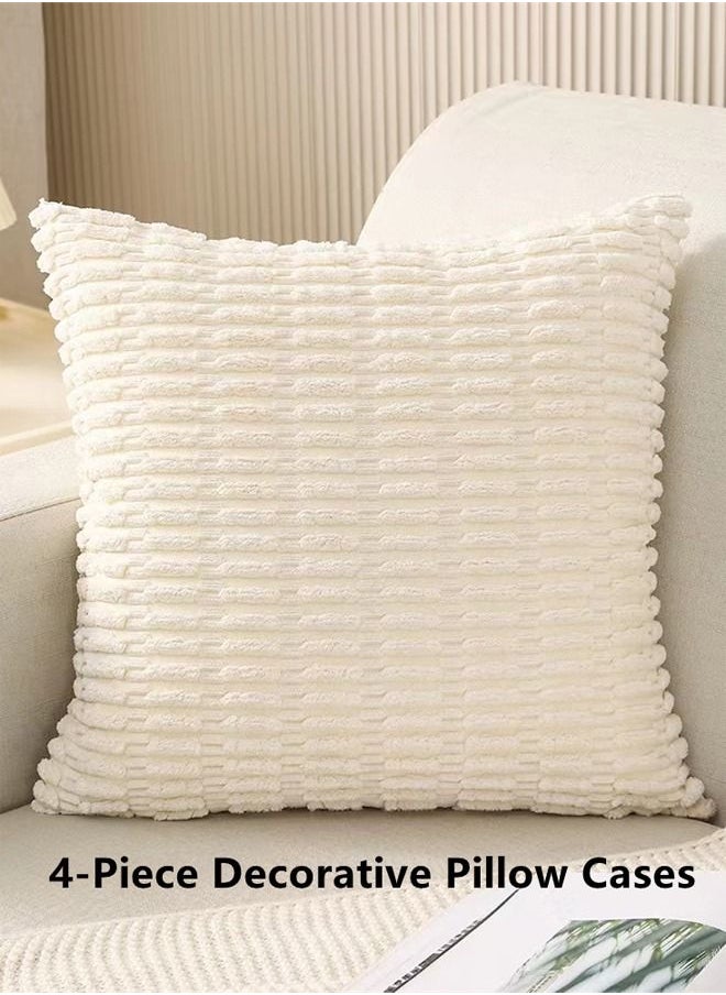 Kutis 4-Piece Decorative Cushion Cover Pillow Cases Corduroy Off-white 45 x 45 Centimeter  - Image 2
