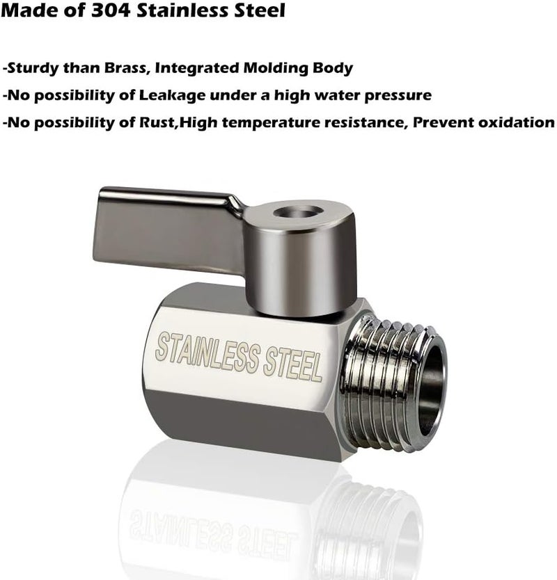 Stainless Steel Globe Valve with Stainless Steel Handle, 304 Stainless Steel Ball Valve (1/2 in. female x male) NPT Threaded Regulator, Chrome Plated Water Flow Control Valve - Image 3