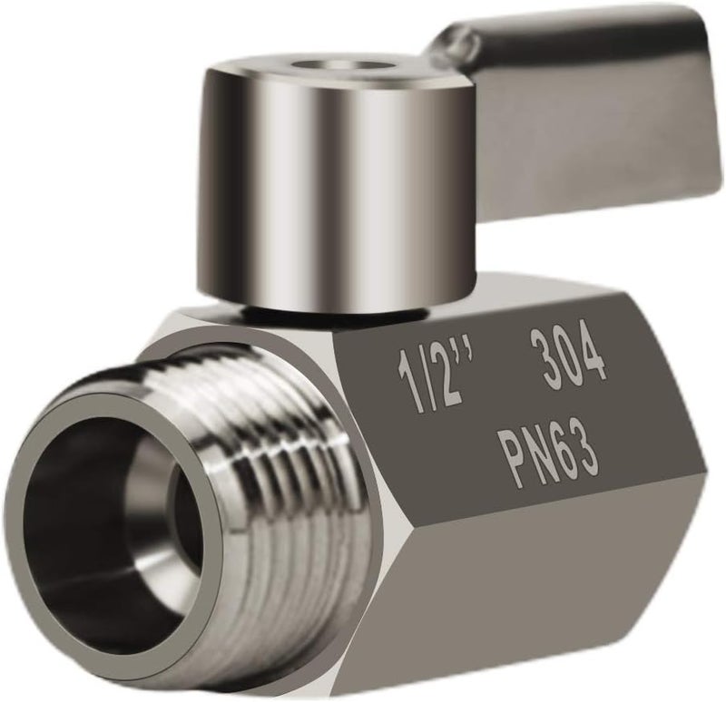 Stainless Steel Globe Valve with Stainless Steel Handle, 304 Stainless Steel Ball Valve (1/2 in. female x male) NPT Threaded Regulator, Chrome Plated Water Flow Control Valve - Image 2