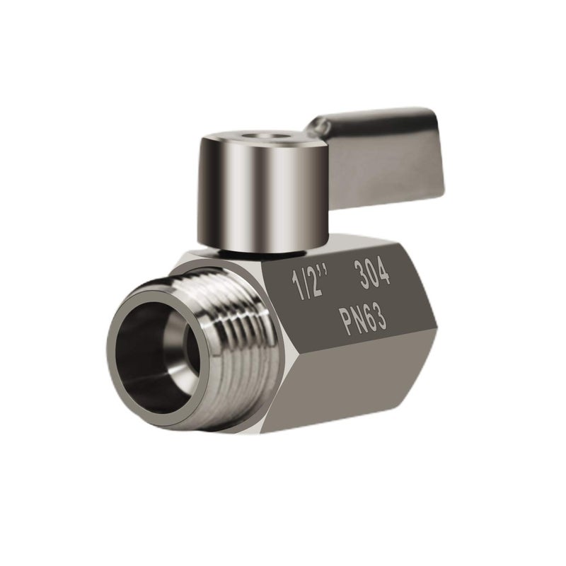 Stainless Steel Globe Valve with Stainless Steel Handle, 304 Stainless Steel Ball Valve (1/2 in. female x male) NPT Threaded Regulator, Chrome Plated Water Flow Control Valve - Image 1
