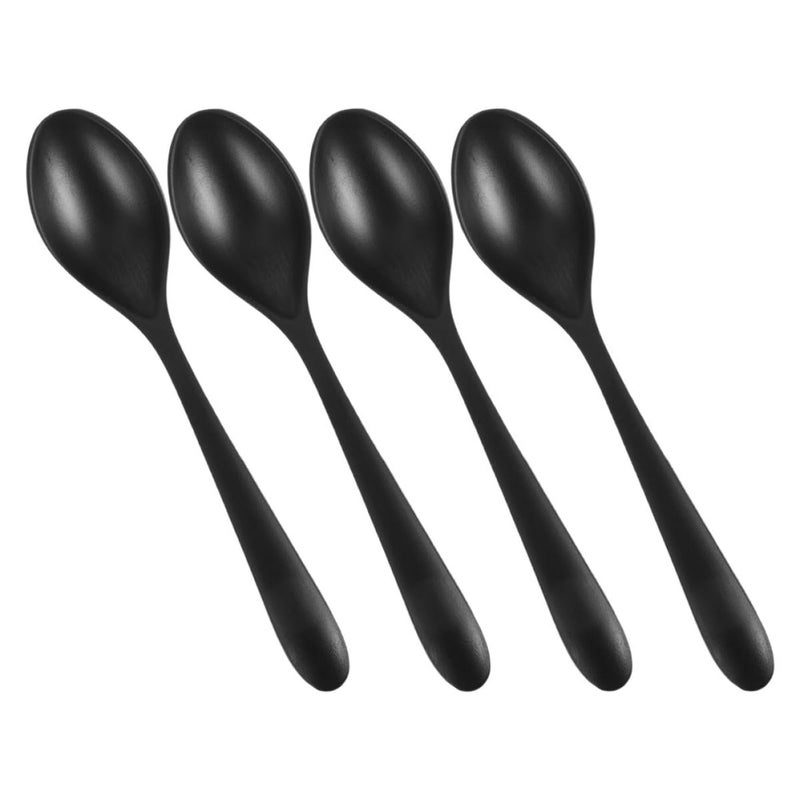 Black Frosted Plastic Ramen Spoons 4 Pack 7 Inch Long Handle Soup Noodle Spoons - Image 2