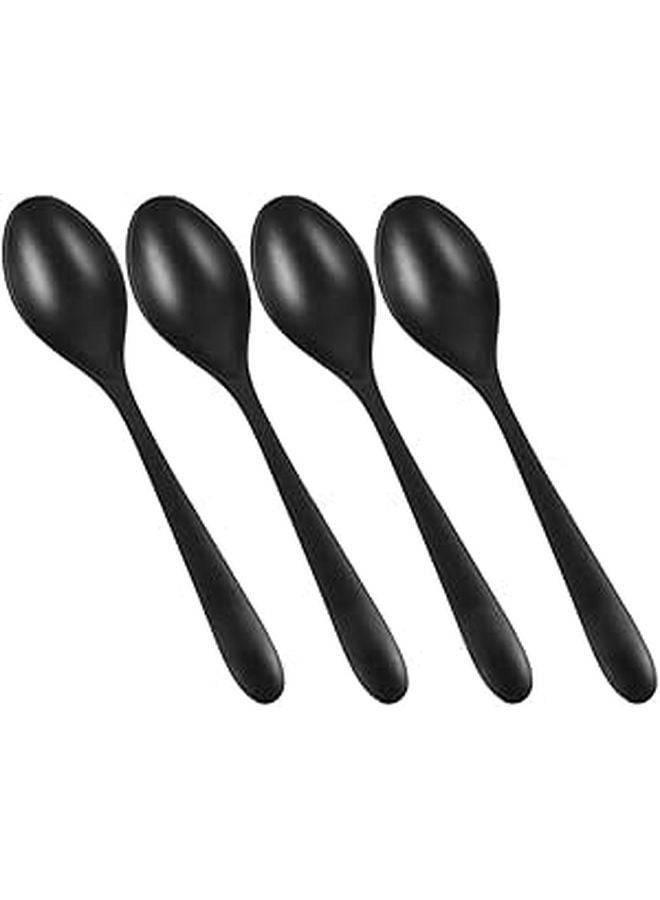 Black Frosted Plastic Ramen Spoons 4 Pack 7 Inch Long Handle Soup Noodle Spoons - Image 1