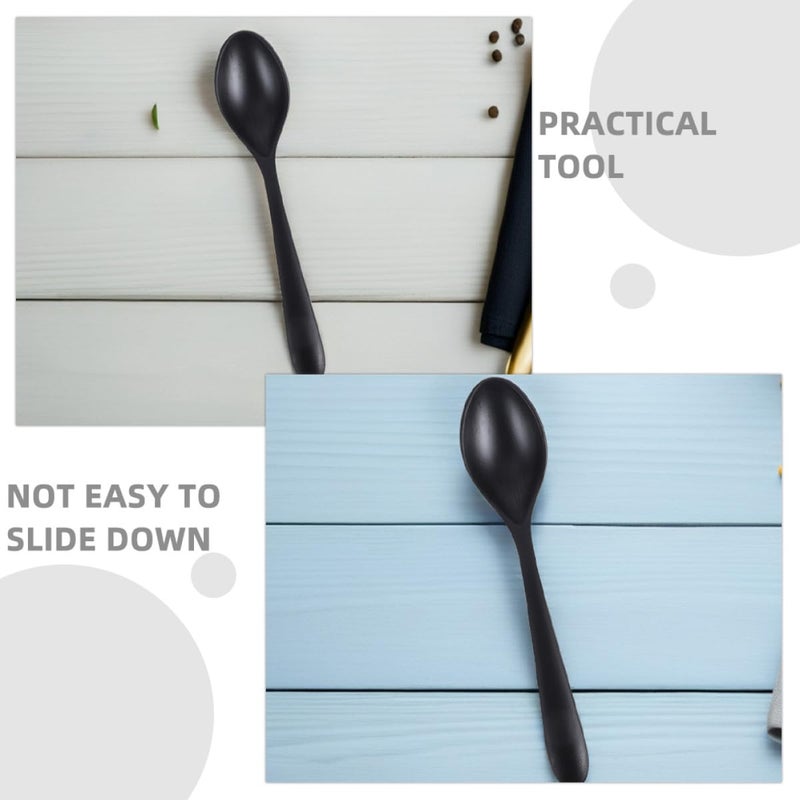 Black Frosted Plastic Ramen Spoons 4 Pack 7 Inch Long Handle Soup Noodle Spoons - Image 4