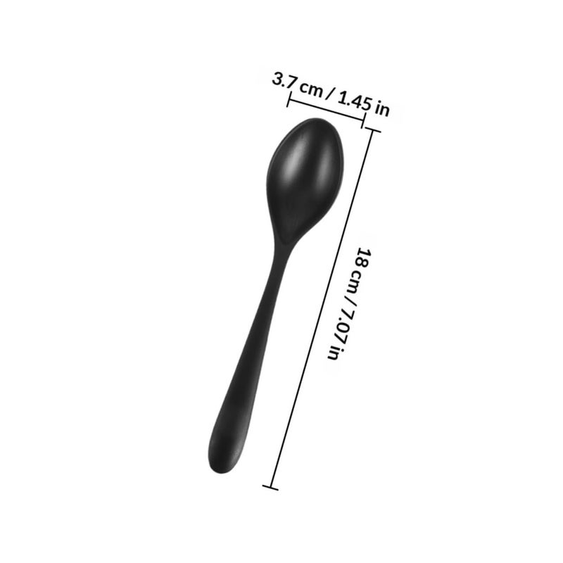 Black Frosted Plastic Ramen Spoons 4 Pack 7 Inch Long Handle Soup Noodle Spoons - Image 3