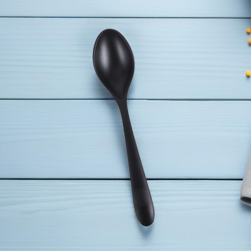 Black Frosted Plastic Ramen Spoons 4 Pack 7 Inch Long Handle Soup Noodle Spoons - Image 5
