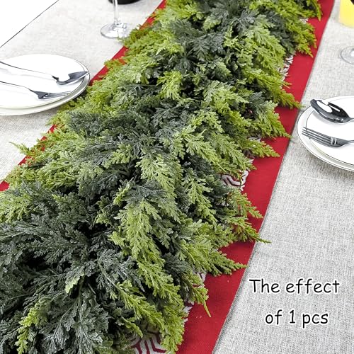 VersaCharm 6FT Extra Full Christmas Garland Real Touch Delux Cedar Garland Christmas Decorations Lush Realistic Winter Pine Garland for Mantle, Table, Stairs, Railing, Fireplace Indoor Outdoor Holiday Xmas Decor - Image 3