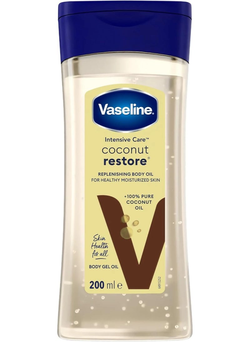 Vaseline Intensive Care Coconut Restore Body Oil 200ml – Deep Moisture Coconut Oil for Dry Skin