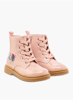 Barbie Printed Ankle Boots with Lace-Up Closure  - Image 2