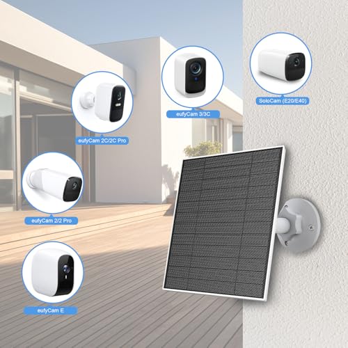 YCTechCam Solar Panel for Eufy Outdoor Camera, 5W Solar Panel Charger Compatible with Eufycam, Continuous Power Supply, 9.8ft Charging Cable, IP65 Waterproof, Adjustable Wall Mount, 2 Pack - Image 2