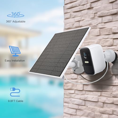 YCTechCam Solar Panel for Eufy Outdoor Camera, 5W Solar Panel Charger Compatible with Eufycam, Continuous Power Supply, 9.8ft Charging Cable, IP65 Waterproof, Adjustable Wall Mount, 2 Pack - Image 5