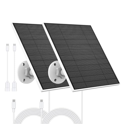 YCTechCam Solar Panel for Eufy Outdoor Camera, 5W Solar Panel Charger Compatible with Eufycam, Continuous Power Supply, 9.8ft Charging Cable, IP65 Waterproof, Adjustable Wall Mount, 2 Pack - Image 1