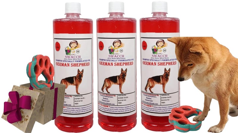 swacch German Shepherd Dog Shampoo + Paw Shape I Rubber Dog Toy for Training and Interactive I Durable & Safe I Combo Pack I 3 Litre Jasmine - Image 1