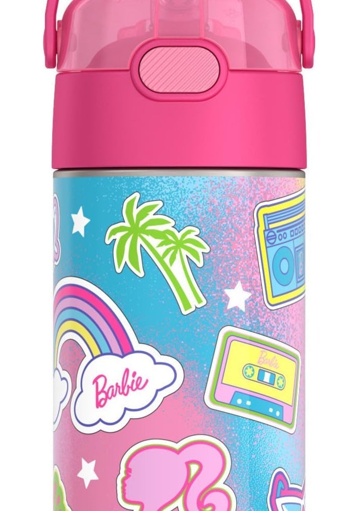 THERMOS FUNTAINER 12 Ounce Stainless Steel Vacuum Insulated Kids Straw Bottle - Barbie - Image 1