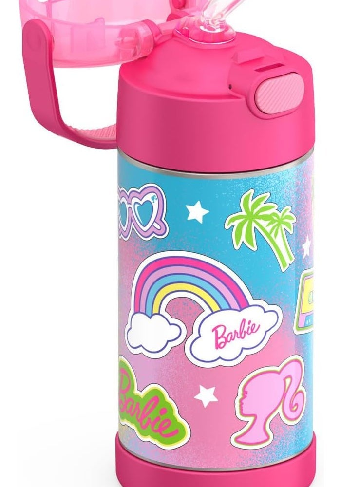 THERMOS FUNTAINER 12 Ounce Stainless Steel Vacuum Insulated Kids Straw Bottle - Barbie - Image 2