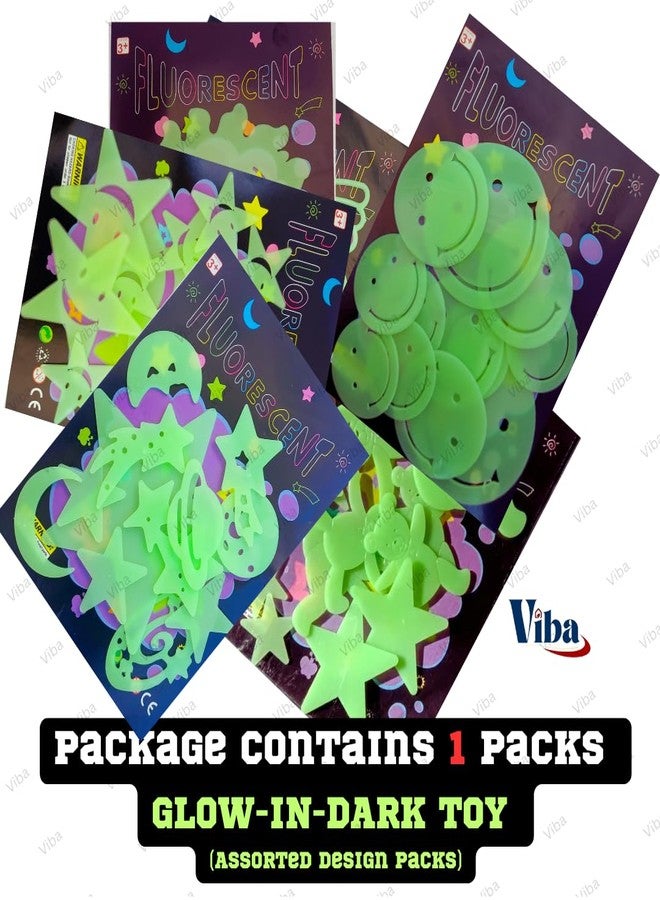 Viba® Glow Dark Stickers for Kids Birthday Return Gift (Pack of 1) | Neon Radium Party Favors & Keepsake Decorations | Luminous Stickers for Boys & Girls | Set of 1 Pack - Image 2