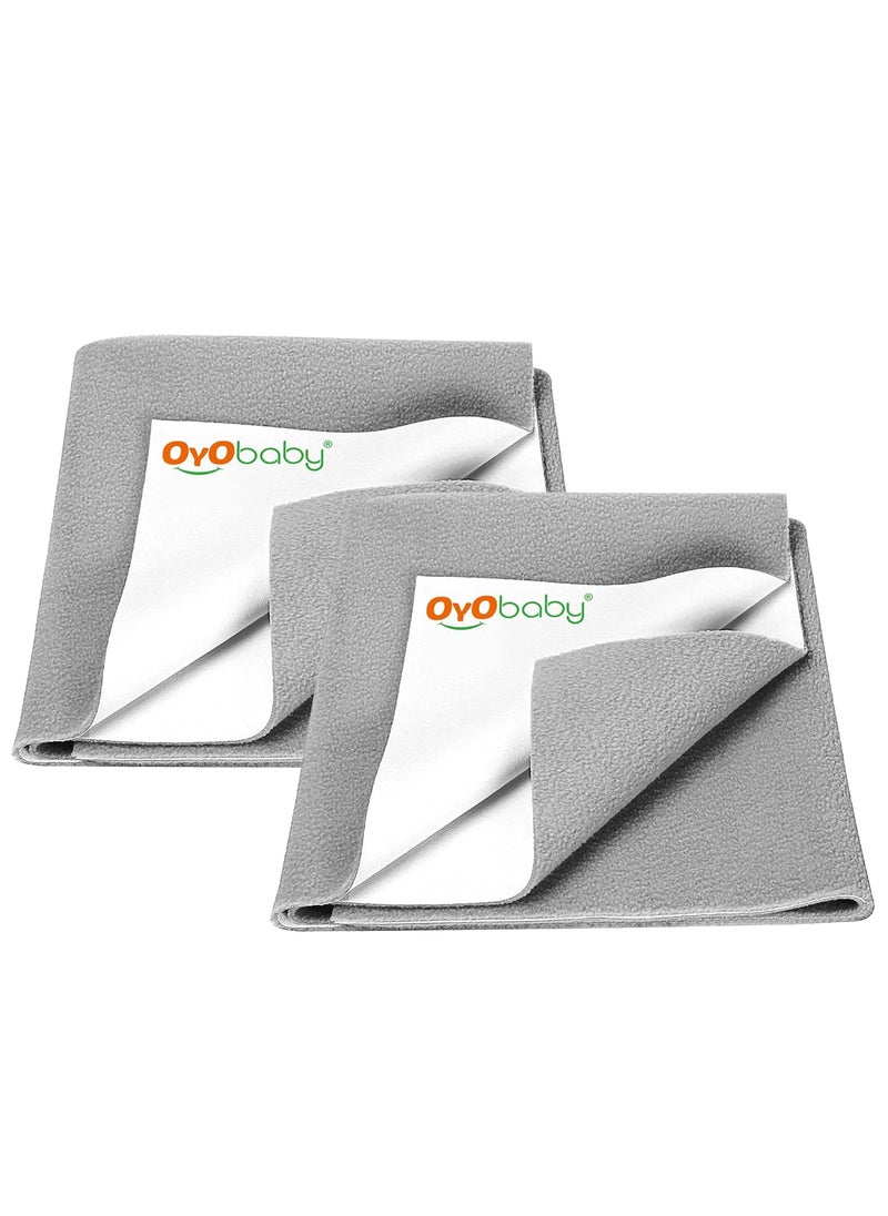 OYO BABY OYO BABY - Waterproof Mattress Protector Sheet | Dry Sheet for Kids and Adults - Kids Waterproof Dry Sheet Cotton Bed Protector (Baby Bed Protector Medium Size - 100cm x 70cm - (Pack of 2), Grey)  - Image 1