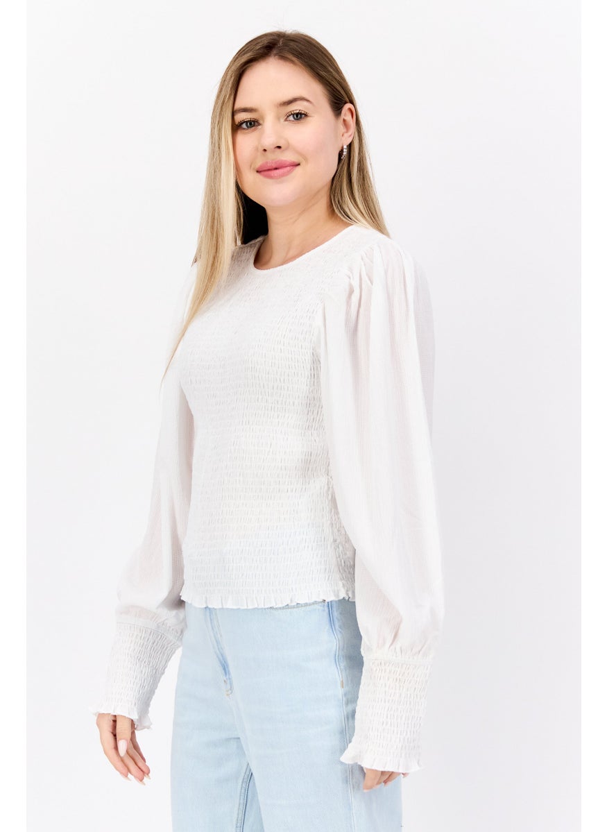 Women Round Neck Long Sleeves Textured Top, Off White - pzsku/Z5B7FBF1EC4E0BDE4CA78Z/45/_/1737642042/041f1a04-54a1-4bcd-b25e-0c628db4ccce