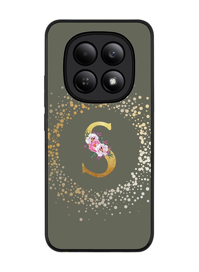 Stylizedd For Xiaomi Redmi Note 15 4G Case,Slim fit Camera Protection, Shockproof Thin Phone cover  - Custom Monogram Floral - S  (Olive Green ) - Image 1