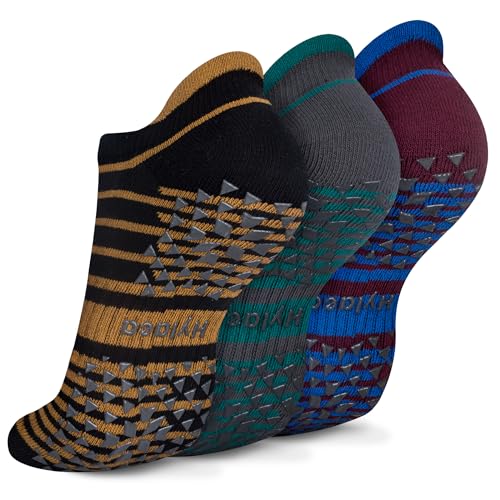 Hylaea Womens & Mens Non Slip Socks with Grip for Yoga Pilates Barre Home Hospital Socks Cushioned Stripe Large X-Large - Image 1