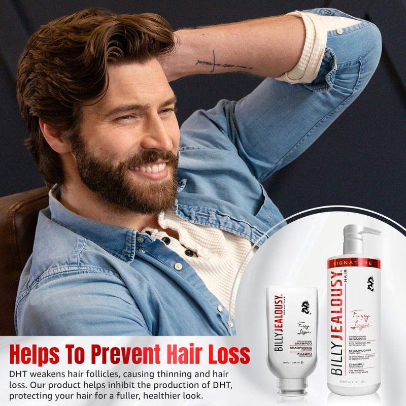 Billy Jealousy Fuzzy Logic Men's Shampoo for Thinning Hair and Hair Loss, Peppermint-Infused, With DHT Blockers to Prevent Hair Loss and Breakage, 33.8 Fl Oz - Image 2