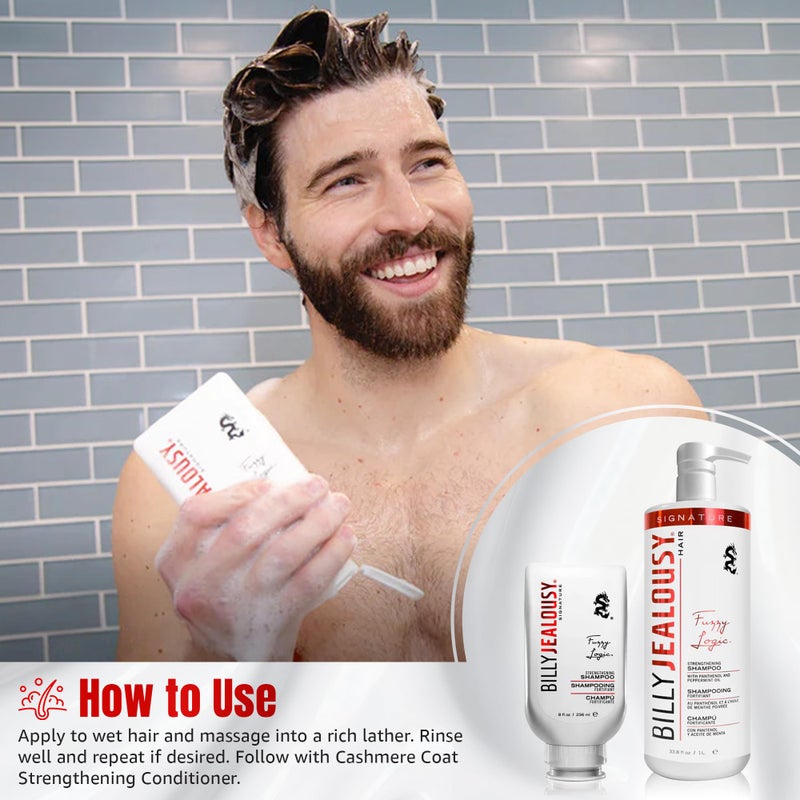 Billy Jealousy Fuzzy Logic Men's Shampoo for Thinning Hair and Hair Loss, Peppermint-Infused, With DHT Blockers to Prevent Hair Loss and Breakage, 33.8 Fl Oz - Image 4