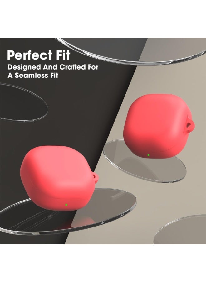 Compatible with Samsung Galaxy Buds 2 Pro / Buds 2 / Buds Pro / Galaxy Buds Live Case Cover – Soft Silicone Shockproof Protective Case with Carabiner, Front LED Visible (Red) - Image 4