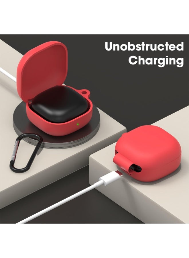 Compatible with Samsung Galaxy Buds 2 Pro / Buds 2 / Buds Pro / Galaxy Buds Live Case Cover – Soft Silicone Shockproof Protective Case with Carabiner, Front LED Visible (Red) - Image 3