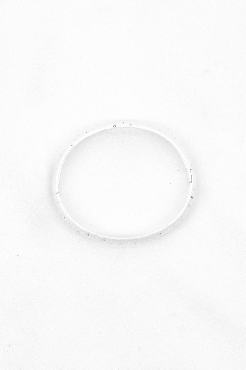 ALEX AND ANI Women Stainless Steel Hinge Bangle Satin Bracelet, White  - Image 2
