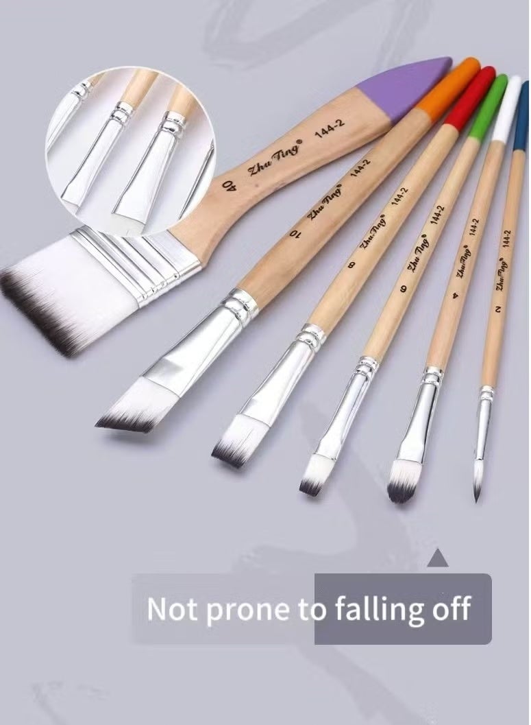 ZhuTing ‌Premium 6-Piece Nylon Brush Set for Watercolor/Acrylic/Oil - Artist & DIY Painting Brushes - Image 5
