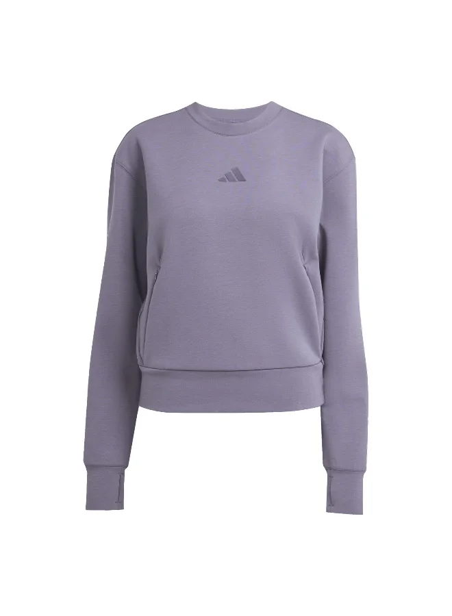 Adidas Adidas D4T Knit Crew Purple Sweatshirt (Long Sleeve) Sweatshirts For Women