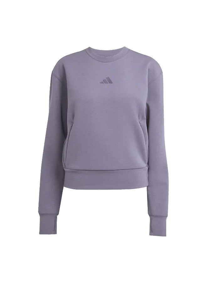 اديداس كنزة صوفية نسائية بأكمام طويلة باللون البنفسجي